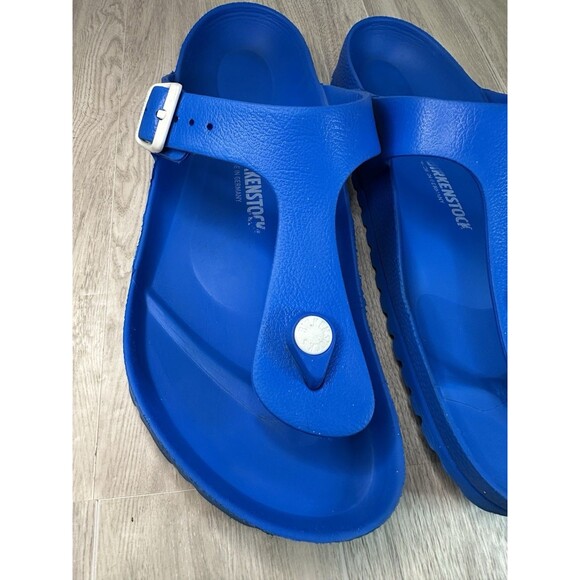 Birkenstock Sandals Womens 10 Mens 8 Gizeh Eva Rubber Royal Blue Thong Flip Flop - Picture 5 of 16